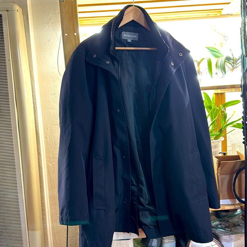 Michael Kors Navy raincoat jacket all weather.